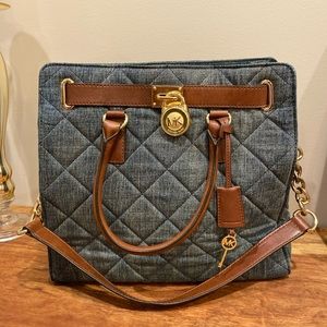 Michael Kors Hamilton Quilted Denim Large Tote